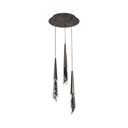 Solitude Round LED Multi Chandelier in Antique Nickel (3-Light).