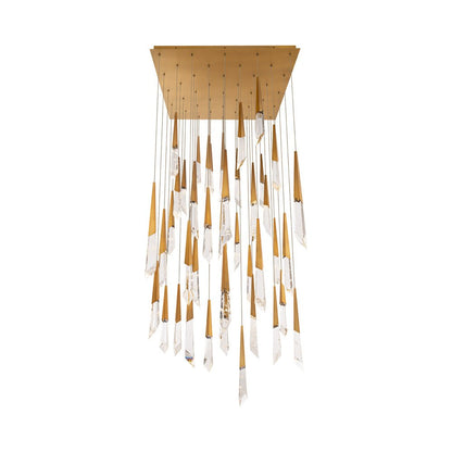 Solitude Square LED Multi Pendant Light in Aged Brass (41-Light).
