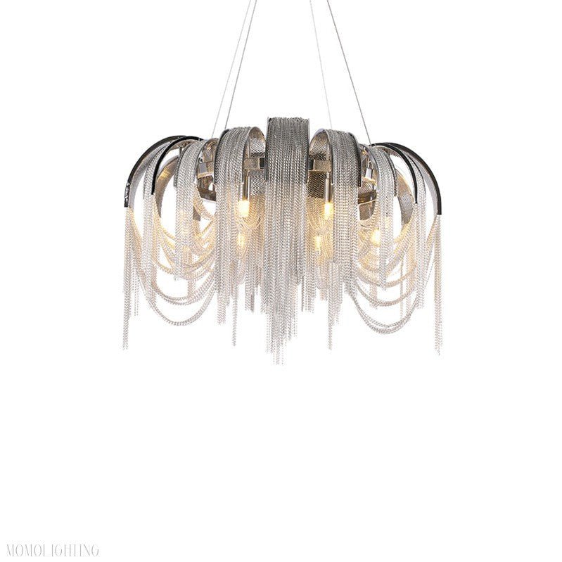 Sophian Aluminum Chain Tassel Round Chandelier-Nobipets