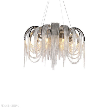 Sophian Aluminum Chain Tassel Round Chandelier-Nobipets