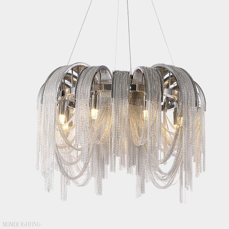 Sophian Aluminum Chain Tassel Round Chandelier-Nobipets