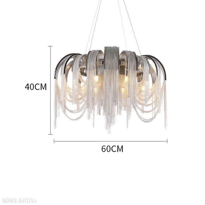 Sophian Aluminum Chain Tassel Round Chandelier-Nobipets