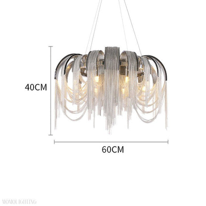 Sophian Aluminum Chain Tassel Round Chandelier-Nobipets