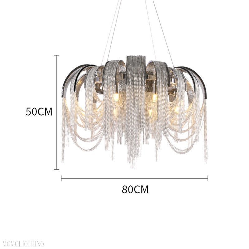 Sophian Aluminum Chain Tassel Round Chandelier-Nobipets