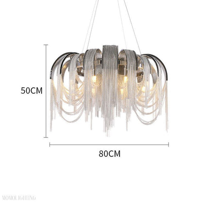 Sophian Aluminum Chain Tassel Round Chandelier-Nobipets