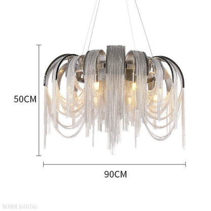Sophian Aluminum Chain Tassel Round Chandelier-Nobipets