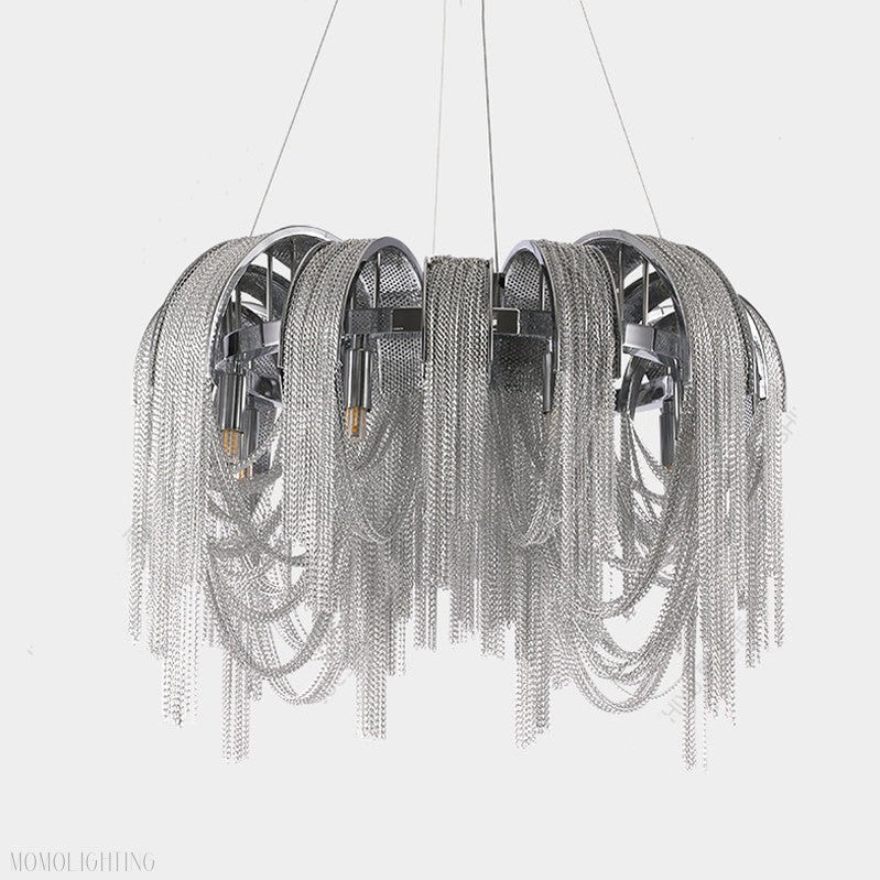 Sophian Aluminum Chain Tassel Round Chandelier-Nobipets