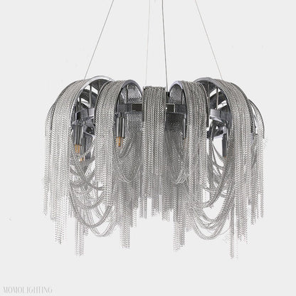 Sophian Aluminum Chain Tassel Round Chandelier-Nobipets