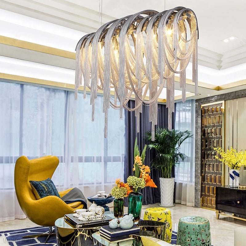 Sophian Luxury Aluminum Chain Tassel Chandelier-Nobipets