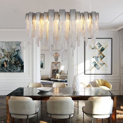 Sophian Luxury Aluminum Chain Tassel Chandelier-Nobipets