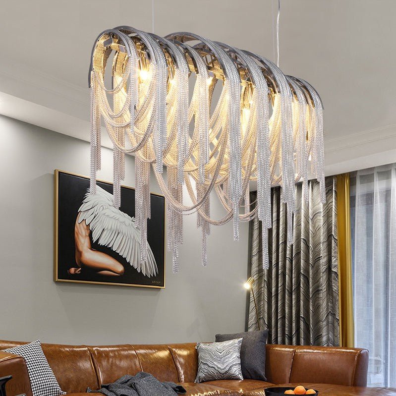 Sophian Luxury Aluminum Chain Tassel Chandelier-Nobipets