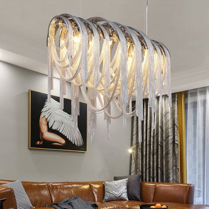 Sophian Luxury Aluminum Chain Tassel Chandelier-Nobipets