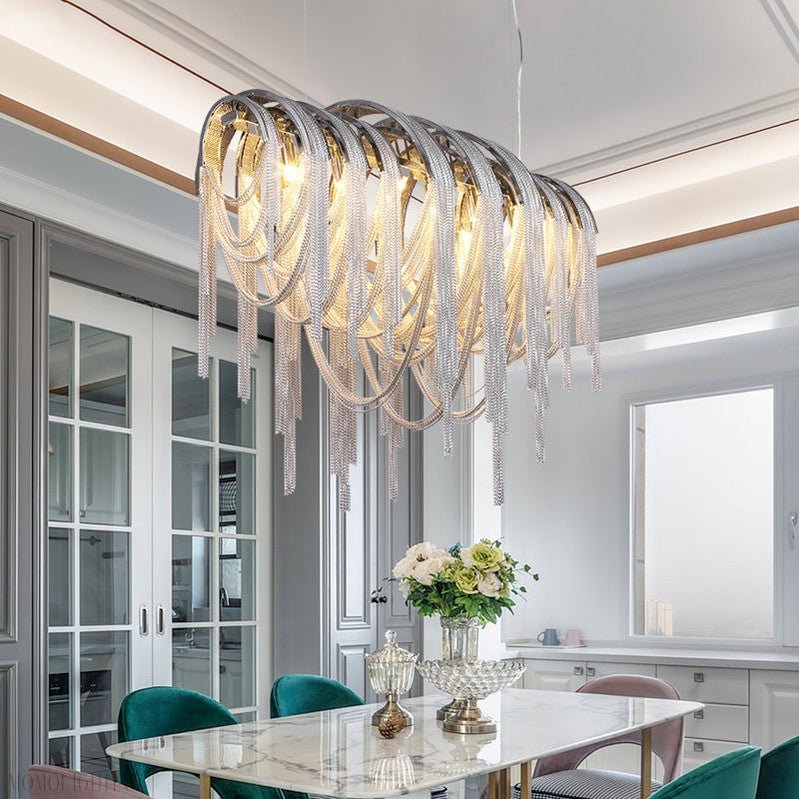 Sophian Luxury Aluminum Chain Tassel Chandelier-Nobipets