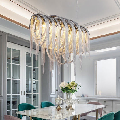 Sophian Luxury Aluminum Chain Tassel Chandelier-Nobipets