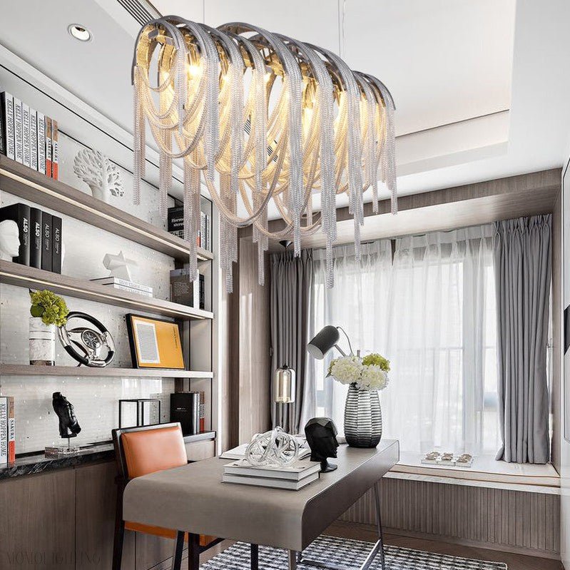 Sophian Luxury Aluminum Chain Tassel Chandelier-Nobipets