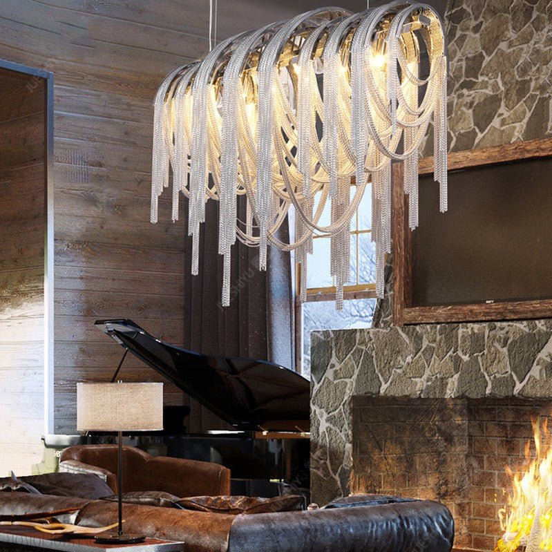Sophian Luxury Aluminum Chain Tassel Chandelier-Nobipets