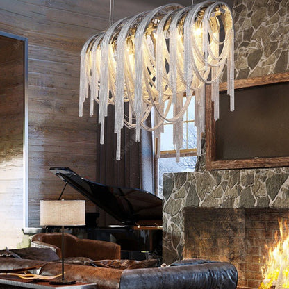 Sophian Luxury Aluminum Chain Tassel Chandelier-Nobipets