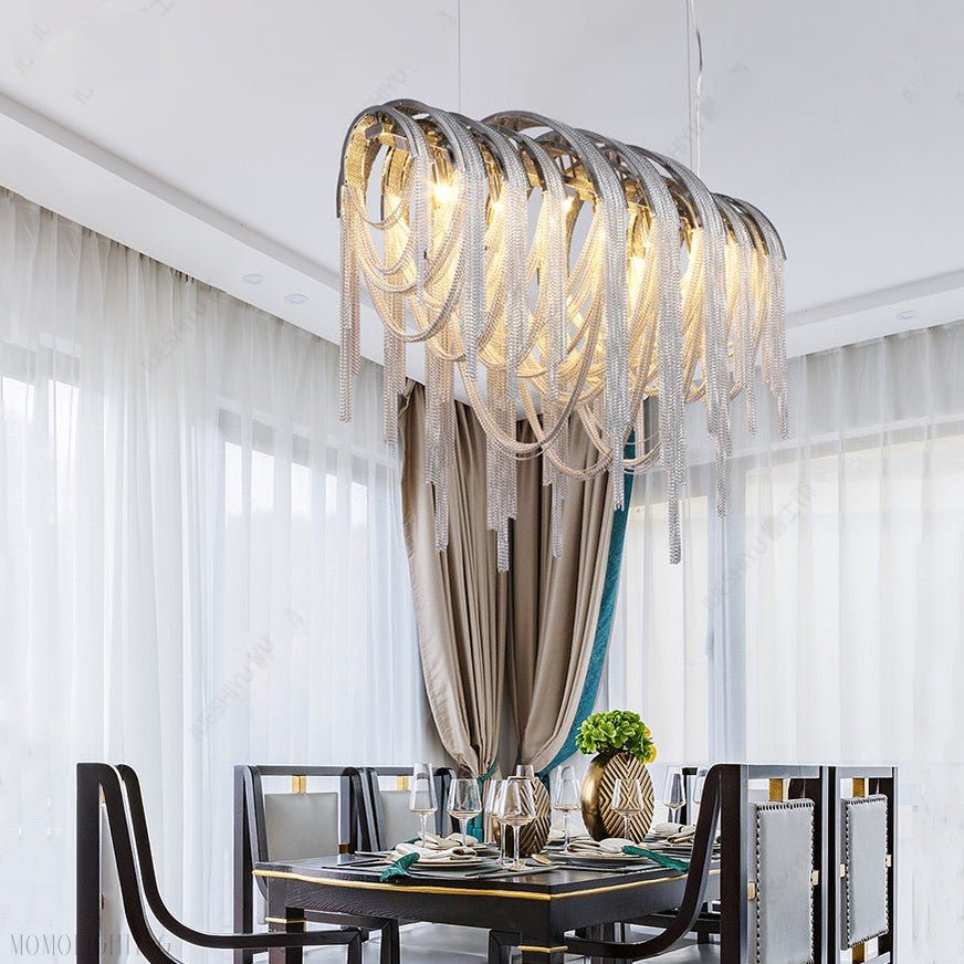 Sophian Luxury Aluminum Chain Tassel Chandelier-Nobipets
