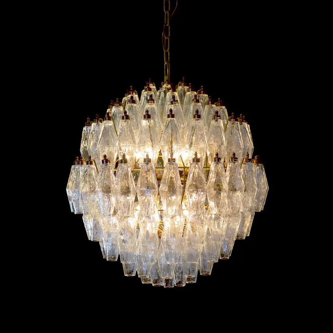 Spherical Murano Poliedri Clear Glass Chandelier 23.6"-Nobipets