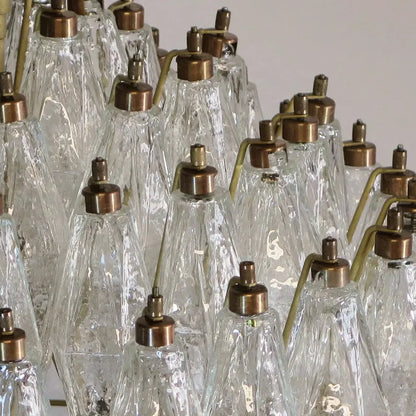 Spherical Murano Poliedri Clear Glass Chandelier 23.6"-Nobipets