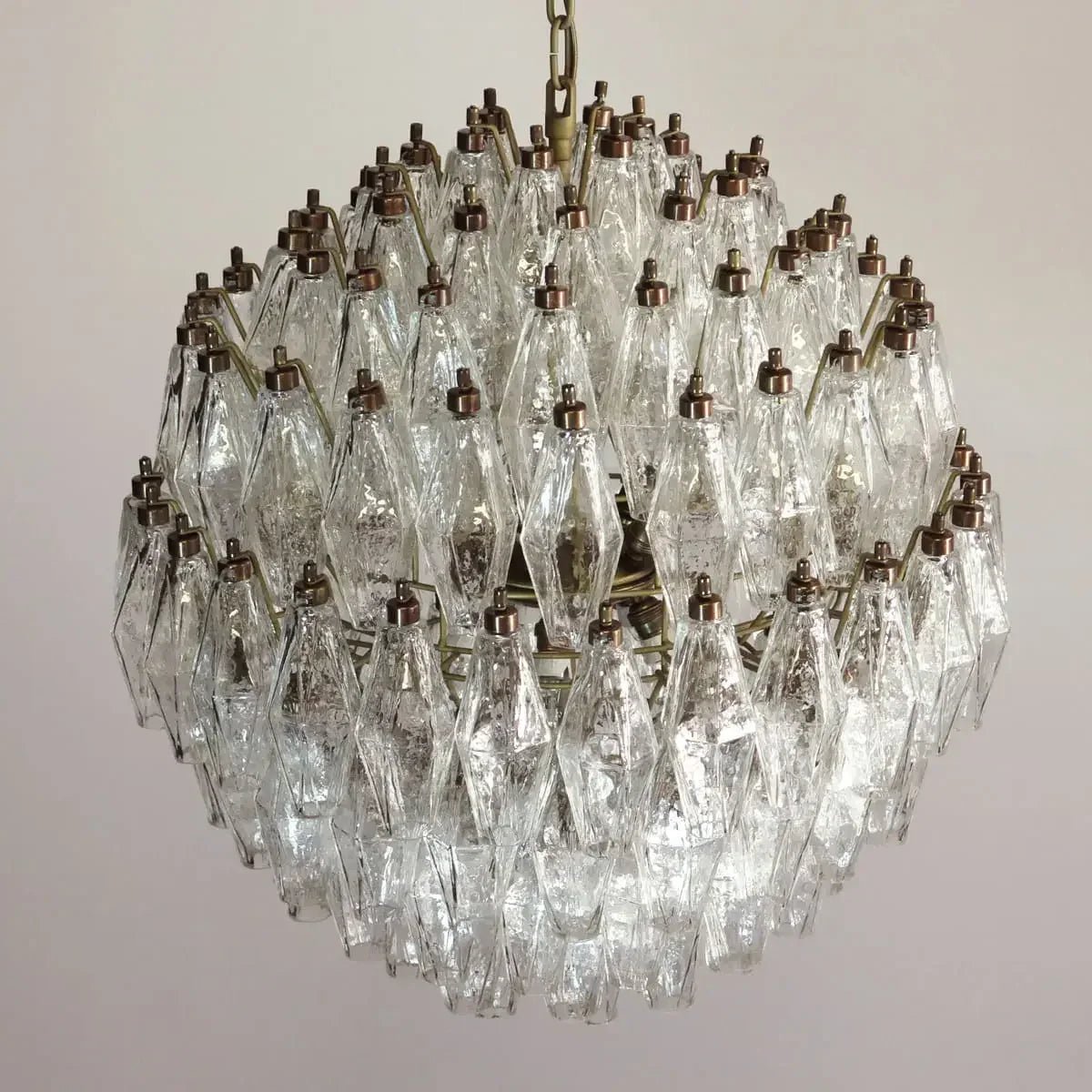 Spherical Murano Poliedri Clear Glass Chandelier 23.6"-Nobipets