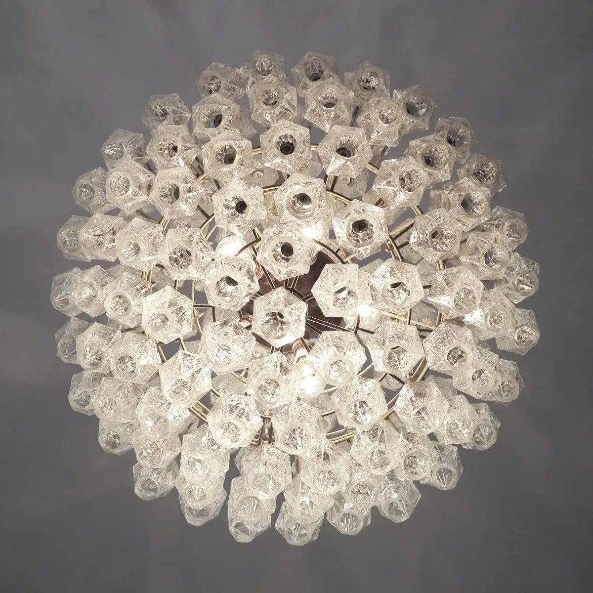 Spherical Murano Poliedri Clear Glass Chandelier 23.6"-Nobipets
