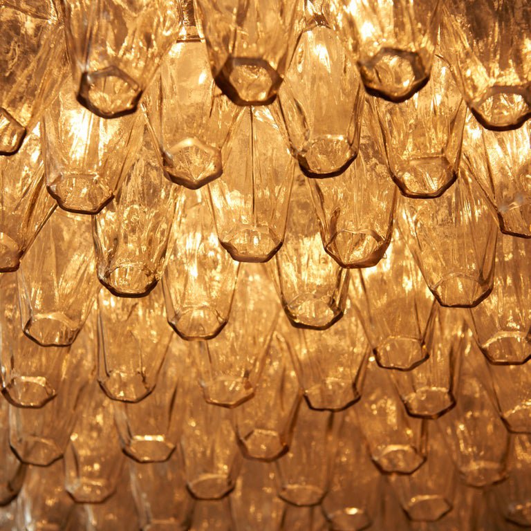 Spherical Murano Poliedri Clear Glass Drum Chandelier-Nobipets