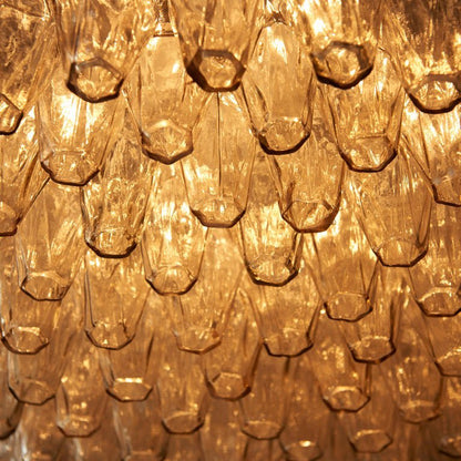 Spherical Murano Poliedri Clear Glass Drum Chandelier-Nobipets