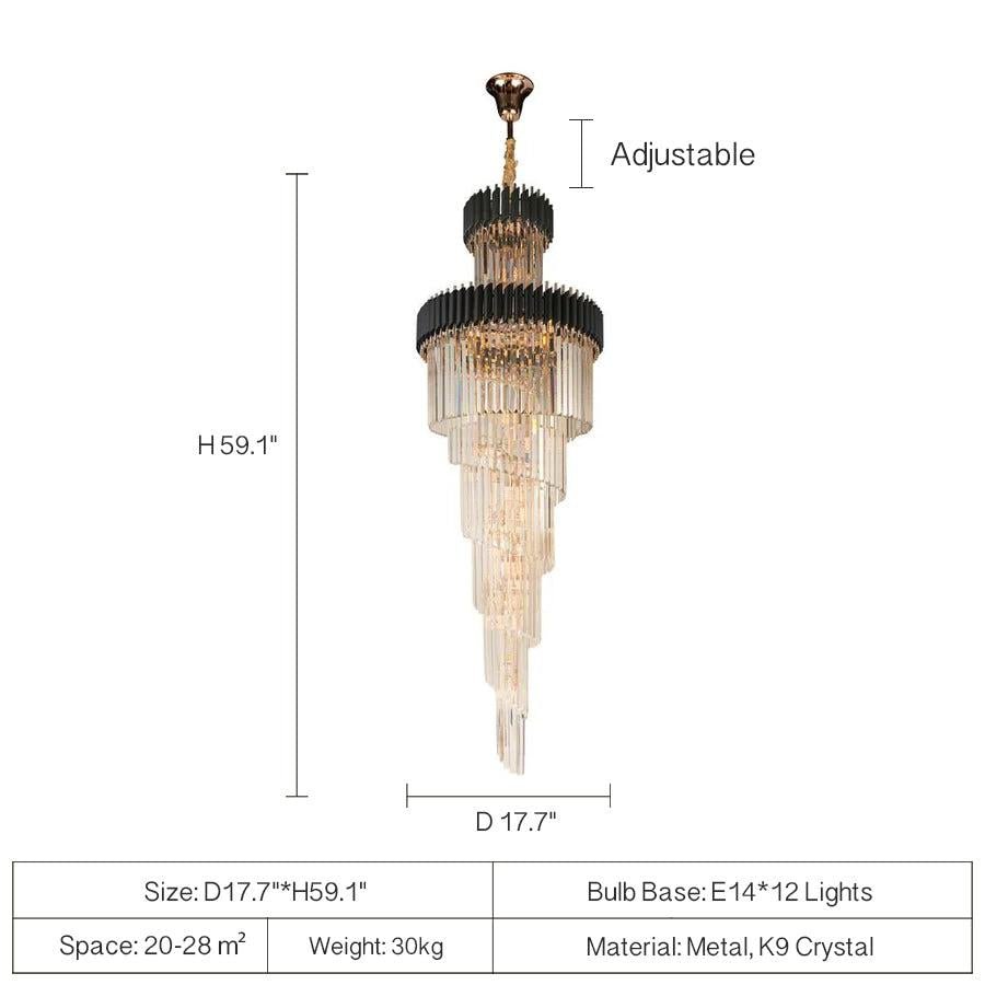 Spiral Crystal Chandelier For Foyer/ Staircase-Nobipets