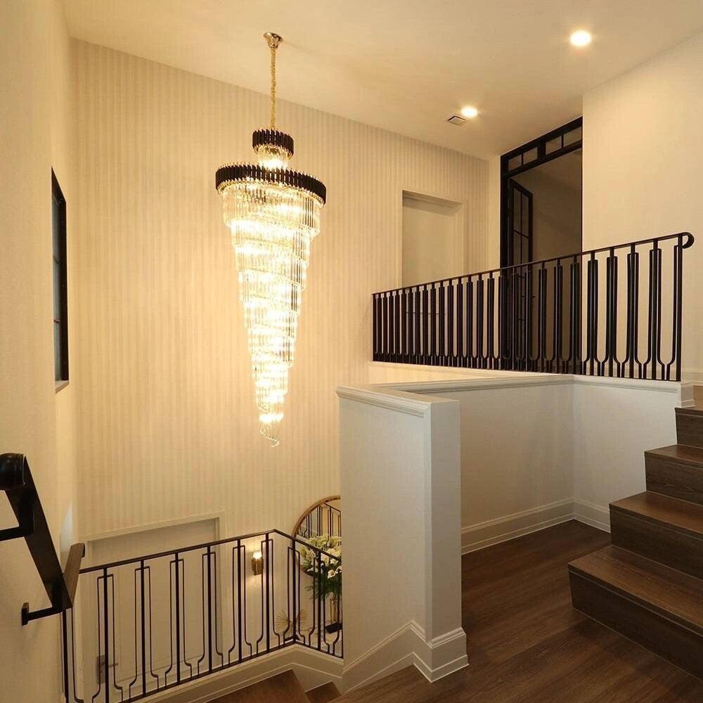 Spiral Crystal Chandelier For Foyer/ Staircase-Nobipets