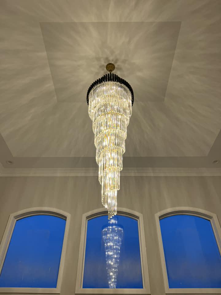 Spiral Crystal Chandelier For Foyer/ Staircase-Nobipets