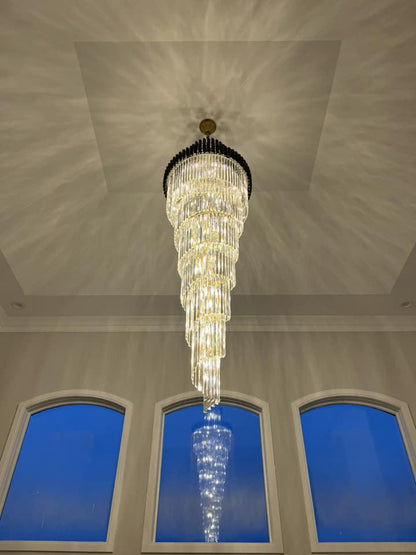 Spiral Crystal Chandelier For Foyer/ Staircase-Nobipets