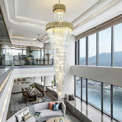 Spiral Crystal Chandelier For Foyer/ Staircase-Nobipets