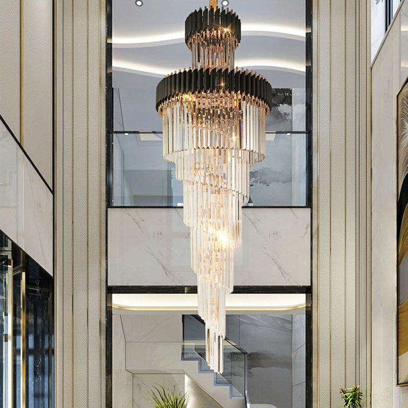 Spiral Crystal Chandelier For Foyer/ Staircase-Nobipets