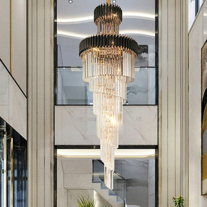 Spiral Crystal Chandelier For Foyer/ Staircase-Nobipets