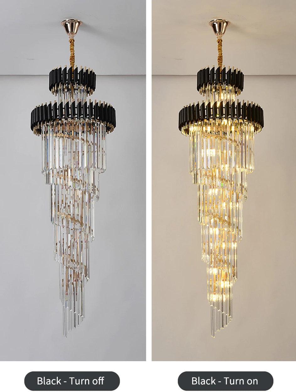 Spiral Crystal Chandelier For Foyer/ Staircase-Nobipets