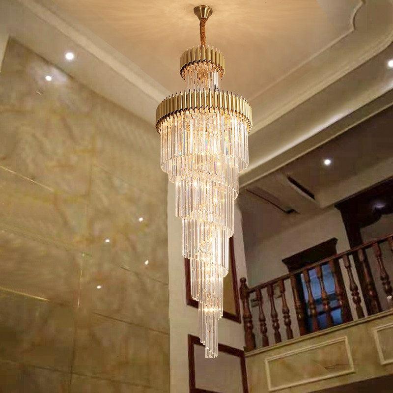 Spiral Crystal Chandelier For Foyer/ Staircase-Nobipets