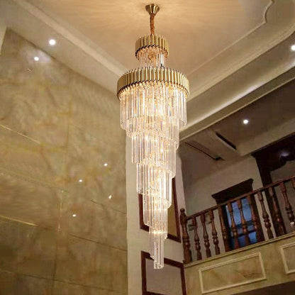 Spiral Crystal Chandelier For Foyer/ Staircase-Nobipets