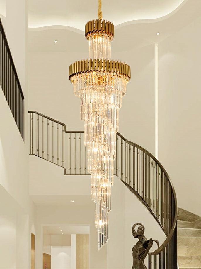 Spiral Crystal Chandelier For Foyer/ Staircase-Nobipets