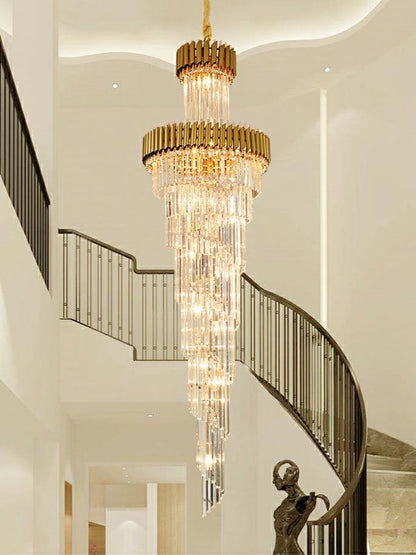 Spiral Crystal Chandelier For Foyer/ Staircase-Nobipets