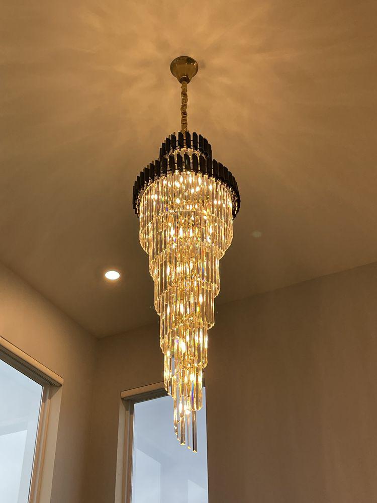 Spiral Crystal Chandelier For Foyer/ Staircase-Nobipets