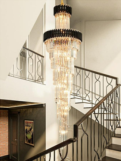 Spiral Crystal Chandelier For Foyer/ Staircase-Nobipets