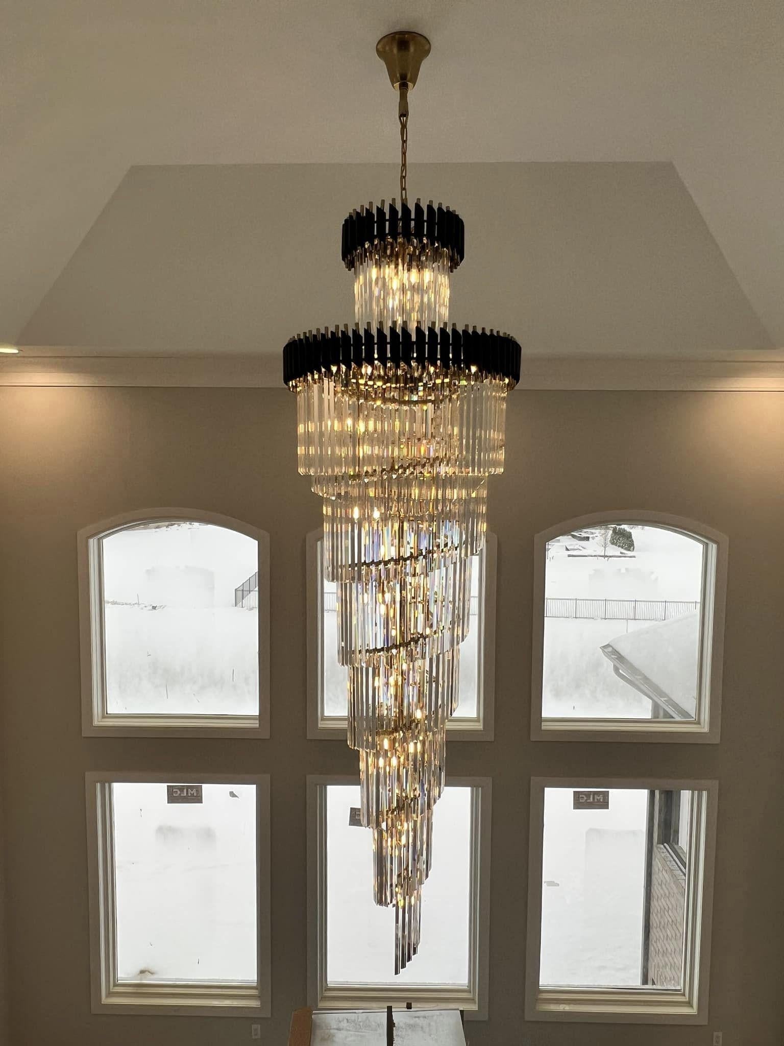 Spiral Crystal Chandelier For Foyer/ Staircase-Nobipets