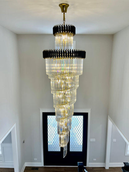 Spiral Crystal Chandelier For Foyer/ Staircase-Nobipets