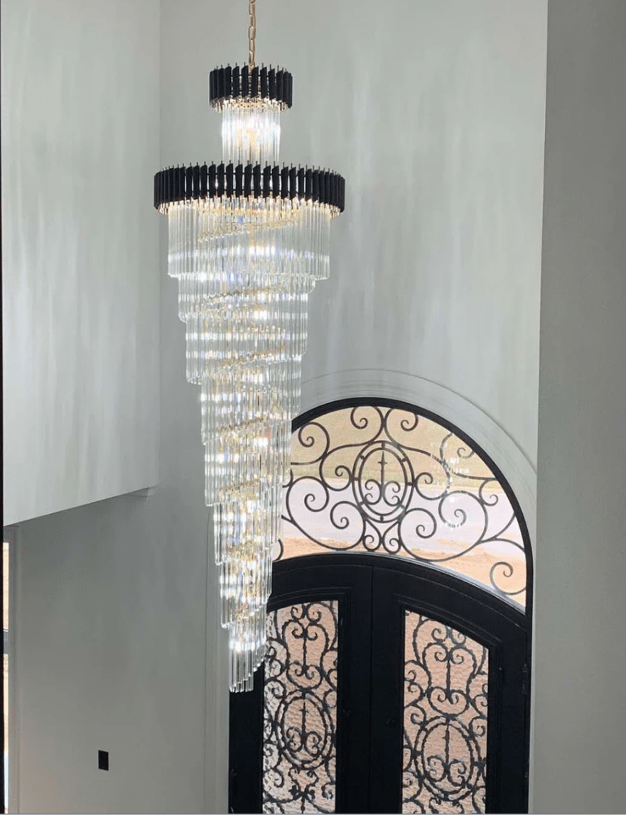 Spiral Crystal Chandelier For Foyer/ Staircase-Nobipets