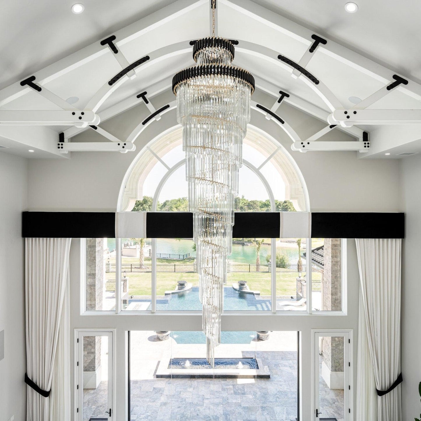 Spiral Crystal Chandelier For Foyer/ Staircase-Nobipets