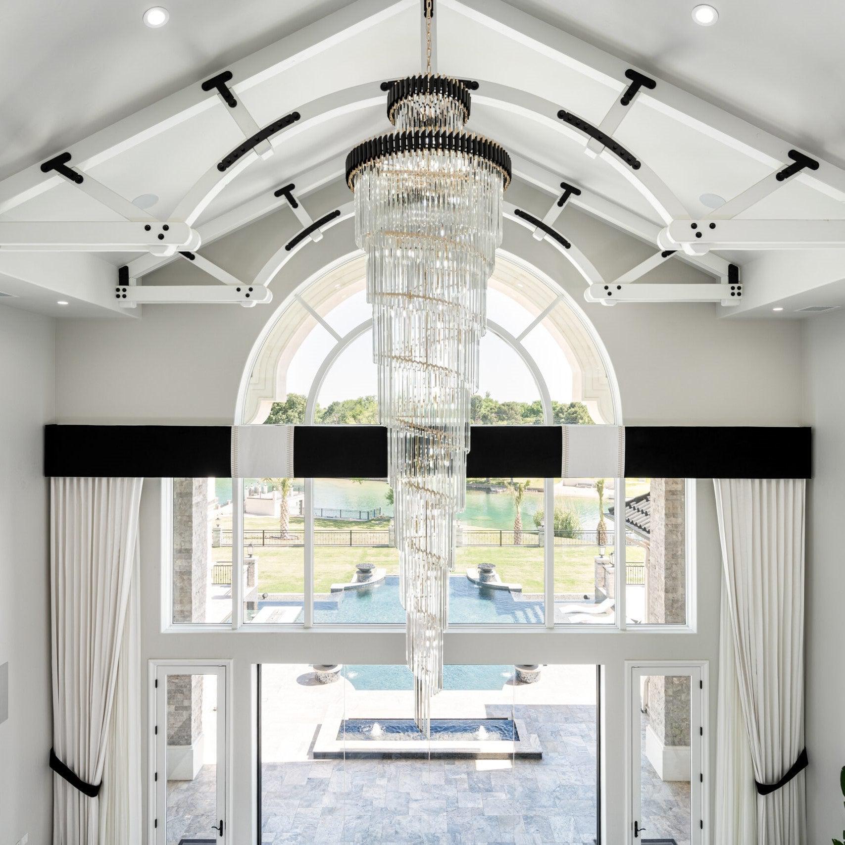 Spiral Crystal Chandelier For Foyer/ Staircase-Nobipets