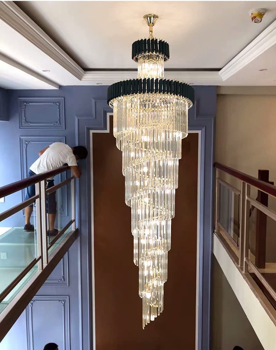 Spiral Crystal Chandelier For Foyer/ Staircase-Nobipets