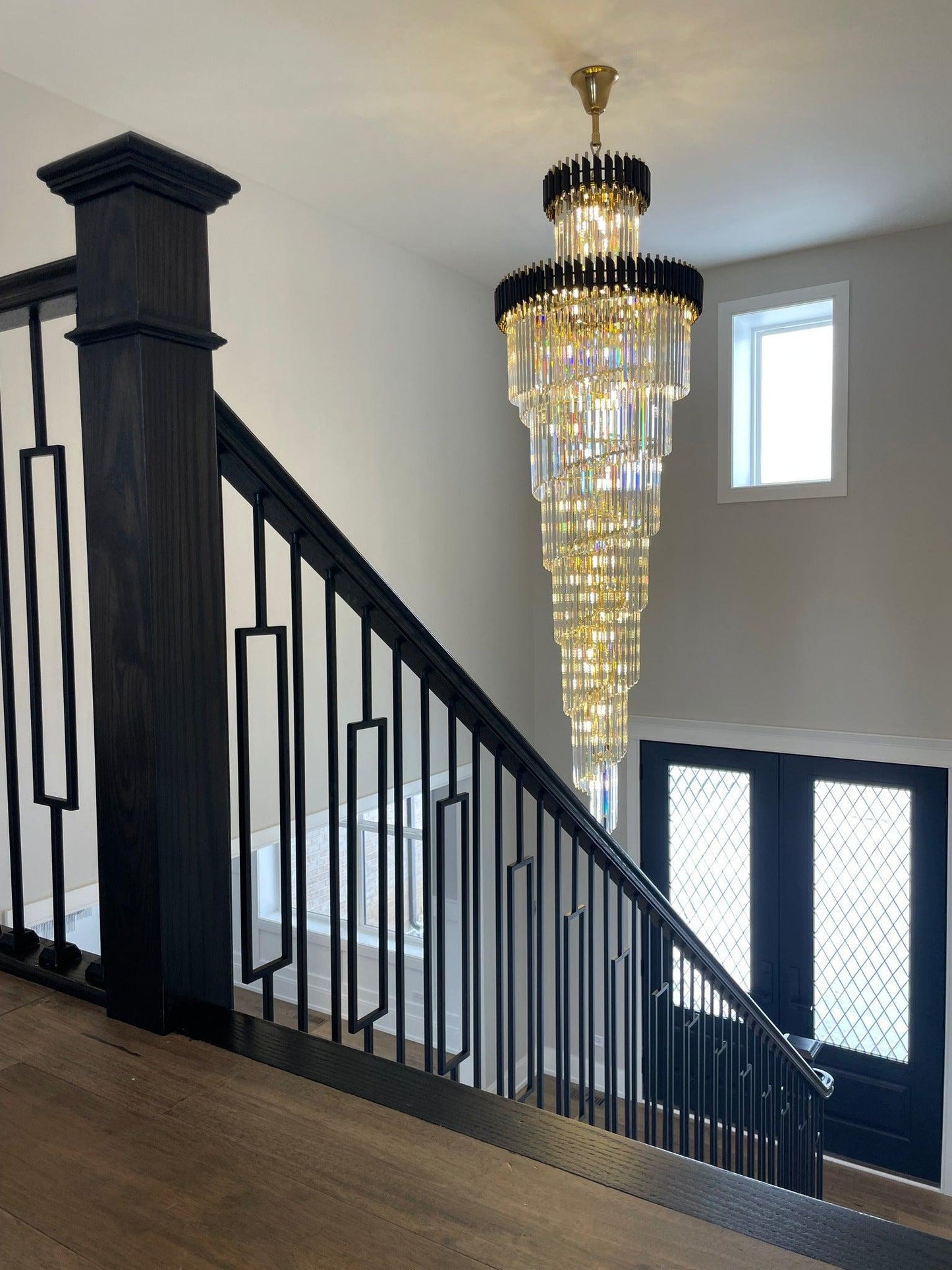 Spiral Crystal Chandelier For Foyer/ Staircase-Nobipets