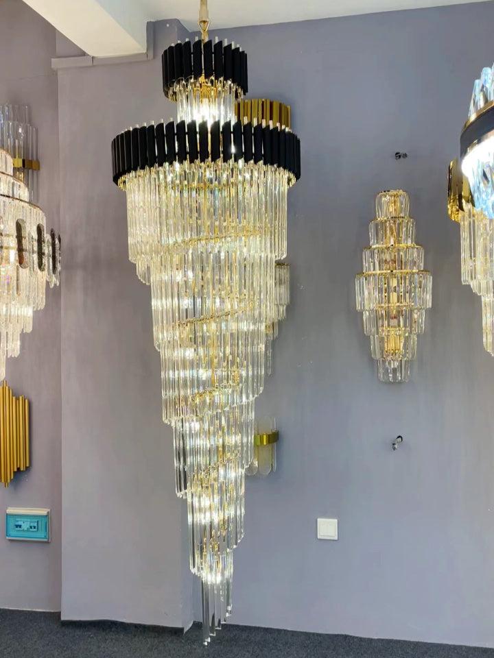 Spiral Crystal Chandelier For Foyer/ Staircase-Nobipets